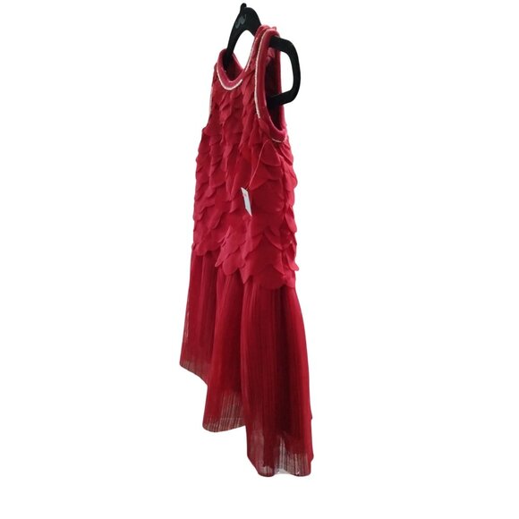 Cat & Jack Size 2T Dress With Pleated Skirt Red Sleeveless Scalloped Bodice - Picture 5 of 9
